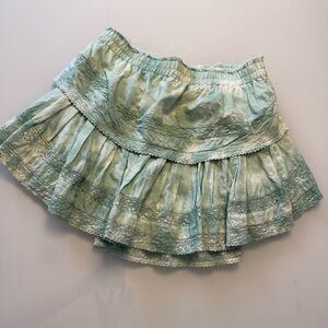 Love Shack Fancy Ruffle Mini Heritage Skirt Green Size Medium